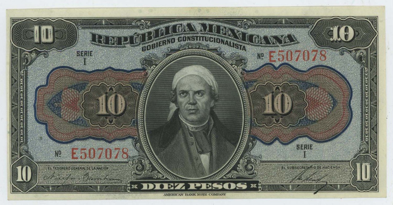 Billete de 10 pesos mexicanos
