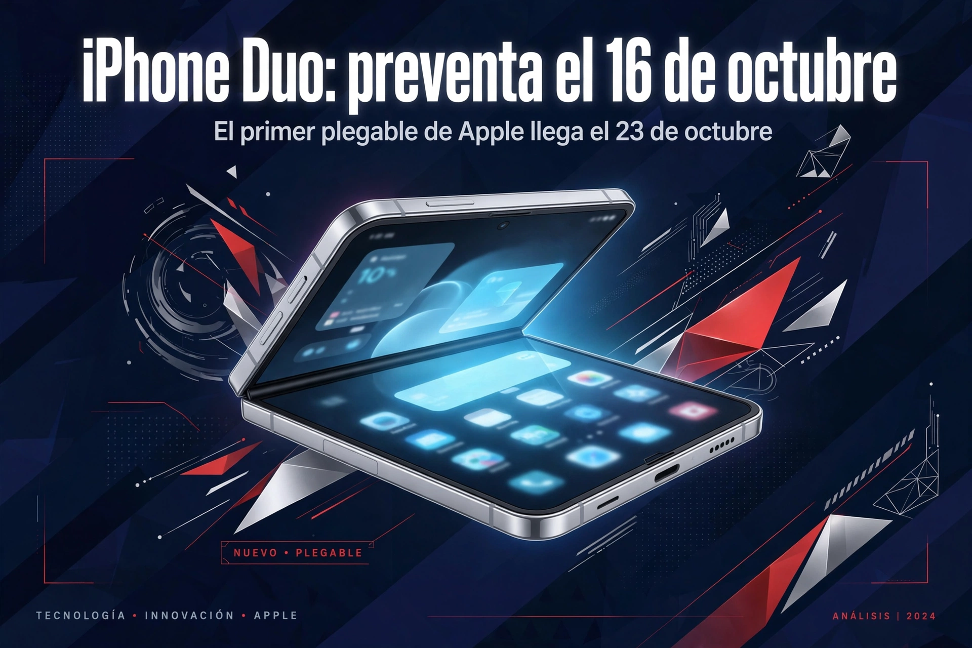 Gráfico editorial: iPhone Duo, el primer teléfono plegable de Apple