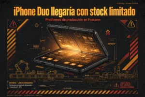 Gráfico editorial: producción del iPhone Duo plegable de Apple