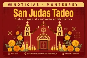Gráfico editorial: fieles en el santuario de San Judas Tadeo en Monterrey