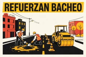 Gráfico editorial sobre el programa de bacheo en Monterrey