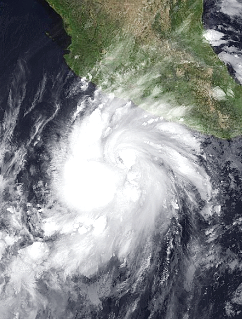 Imagen satelital ilustrativa de un huracán en el Pacífico